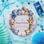 Wild One Cute Animals Balloon girls Birthday Papieren Bordje (Feest)