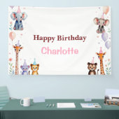 Wild One Cute Animals Balloon girls Birthday Spandoek (Beurs)