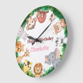 Wild One Cute Animals Zoo Verjaardagsfeestje Grote Klok (Hoek)