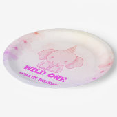 Wild One Cute Elephant 1st Birthday  Papieren Bordje (Gekanteld)