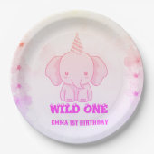 Wild One Cute Elephant 1st Birthday  Papieren Bordje (Voorkant)