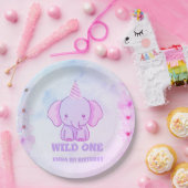 Wild One Cute Elephant 1st Birthday Papieren Bordje (Feest)