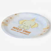 Wild One Cute Elephant 1st Birthday  Papieren Bordje (Gekanteld)