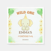 Wild One Cute Elephant 1st Birthday  Servet (Voorkant)