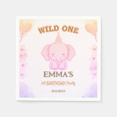 Wild One Cute Elephant 1st Birthday  Servet (Voorkant)
