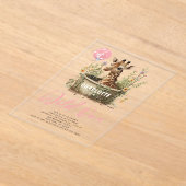 Wild One Cute Giraffe 1st Birthday Boho Animal Acryl Uitnodigingen (Laagn)