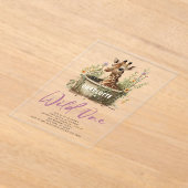 Wild One Cute Giraffe 1st Birthday Boho Animal Acryl Uitnodigingen (Laagn)