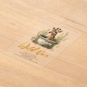 Wild One Cute Giraffe 1st Birthday Boho Animal Acryl Uitnodigingen (Laagn)