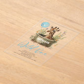 Wild One Cute Giraffe 1st Birthday Boho Animal Acryl Uitnodigingen (Laagn)
