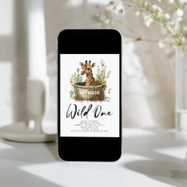 Wild One Cute Giraffe 1st Birthday Boho Animal Kaart