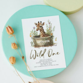 Wild One Cute Giraffe 1st Birthday Boho Animal Kaart
