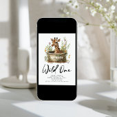 Wild One Cute Giraffe 1st Birthday Boho Animal Kaart