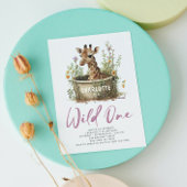 Wild One Cute Giraffe 1st Birthday Boho Animal Kaart