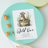 Wild One Cute Giraffe 1st Birthday Boho Animal Kaart