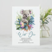 Wild One Cute Koala 1st Birthday Foto Animal Kaart (Staand voorkant)