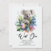 Wild One Cute Koala 1st Birthday Foto Animal Kaart (Voorkant)