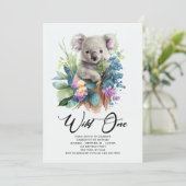 Wild One Cute Koala 1st Birthday Foto Animal Kaart (Staand voorkant)