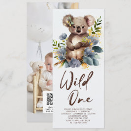 Wild One Cute Koala 1st Birthday Foto Animal Kaart