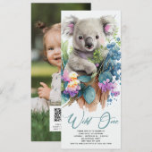 Wild One Cute Koala 1st Birthday Foto Animal Kaart (Voorkant / Achterkant)