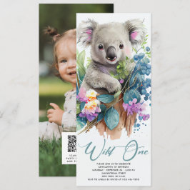 Wild One Cute Koala 1st Birthday Foto Animal Kaart