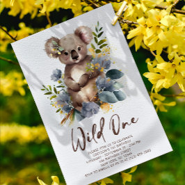 Wild One Cute Koala 1st Birthday Foto Animal Kaart