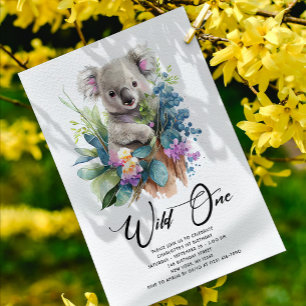 Wild One Cute Koala 1st Birthday Foto Animal Kaart