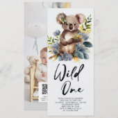 Wild One Cute Koala 1st Birthday Foto Animal Kaart (Voorkant / Achterkant)