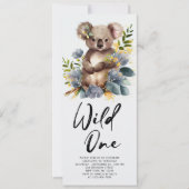 Wild One Cute Koala 1st Birthday Foto Animal Kaart (Voorkant)
