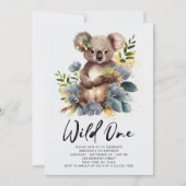 Wild One Cute Koala 1st Birthday Foto Animal Kaart (Voorkant)