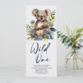 Wild One Cute Koala 1st Birthday Foto Animal Kaart (Staand voorkant)