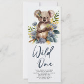 Wild One Cute Koala 1st Birthday Foto Animal Kaart (Voorkant)