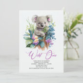 Wild One Cute Koala 1st Birthday Foto Animal Kaart (Staand voorkant)