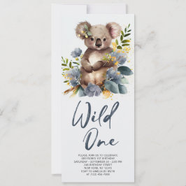 Wild One Cute Koala 1st Birthday Foto Animal Kaart