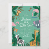 Wild One Cute Party Animal Invitation Kaart (Voorkant)