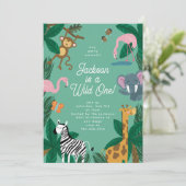 Wild One Cute Party Animal Invitation Kaart (Staand voorkant)