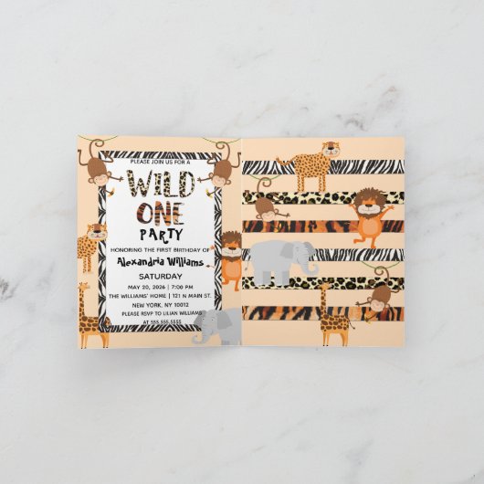 Wild One Cute Quote Safari Animal Birthday Photo (Binnen)