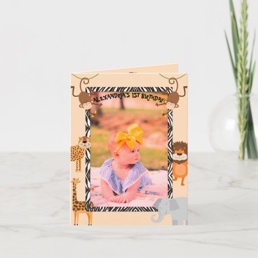 Wild One Cute Quote Safari Animal Birthday Photo (Voorkant)