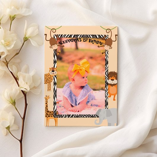  Wild One Cute Quote Safari Animal Birthday Photo