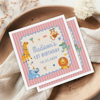 Wild One Cute Safari Animals 1st Birthday Servet