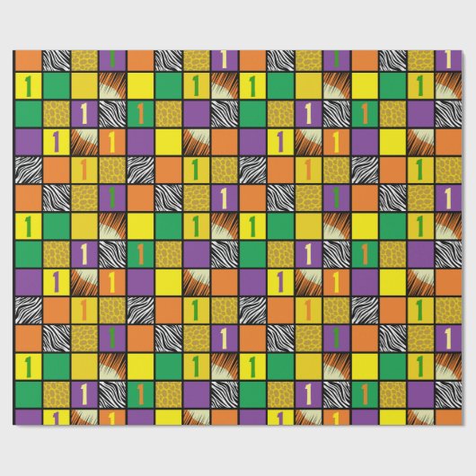 Wild One Cute Safari, eerste verjaardag Cadeaupapier (Vlak)