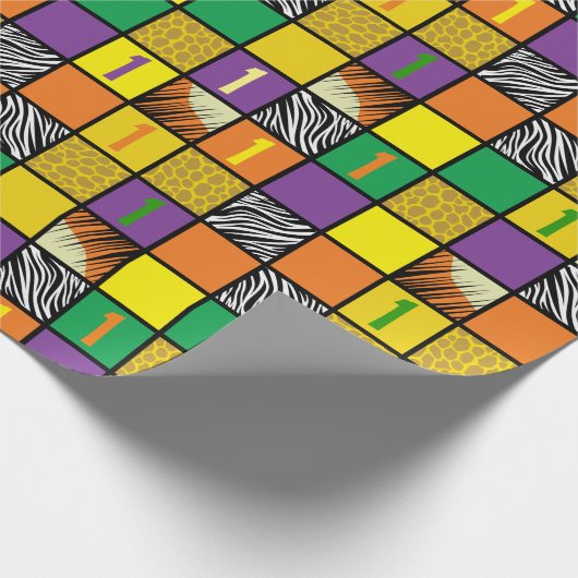 Wild One Cute Safari, eerste verjaardag Cadeaupapier (Hoek)