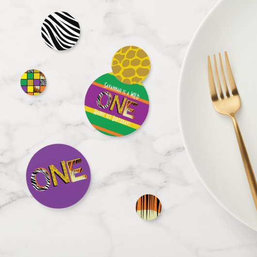 Wild One Cute Safari, eerste verjaardag Confetti (Groep)