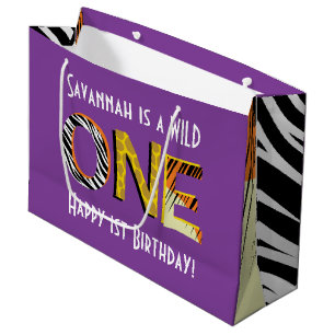 Wild One Cute Safari, eerste verjaardag Groot Cadeauzakje