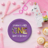 Wild One Cute Safari, eerste verjaardag Papieren Bordje (Feest)