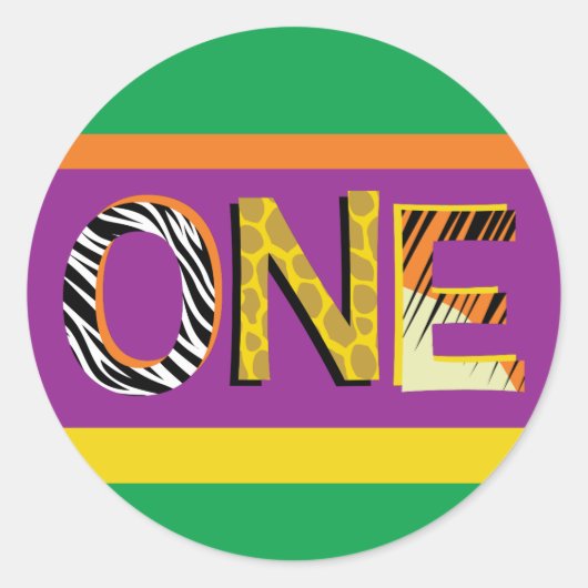 Wild One Cute Safari, eerste verjaardag Ronde Sticker (Voorkant)