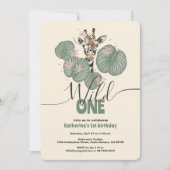 Wild One Cute Safari Giraffe Animal Birthday Party Kaart (Voorkant)