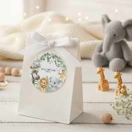 Wild One Cute Safari Jungle Animals Boy Baby Showe Ronde Sticker