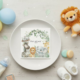 Wild One Cute Safari Jungle Animals Boy Baby Showe Servet