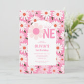 Wild One Daisy 1e Verjaardag Foto Kaart (Staand voorkant)