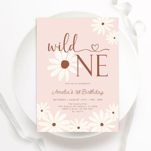 Wild One Daisy 1e verjaardag Kaart